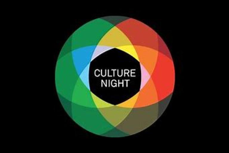 Culture Night 2024 Coloured Circle on Black Background